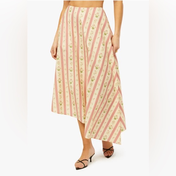 WeWoreWhat Dresses & Skirts - Anthropology WeWoreWhat Asymmetrical Floral Midi Skirt  Size 4 Color Lemon